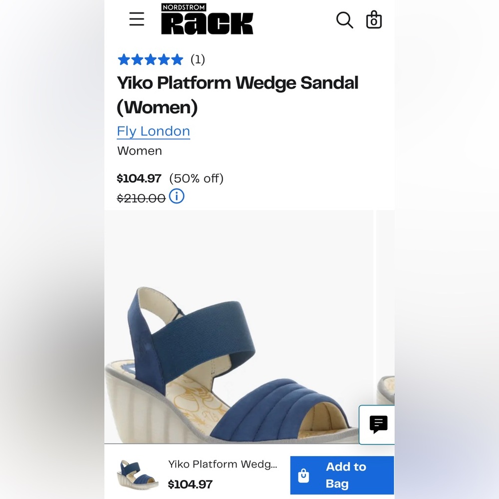 Fly London Blue Wedge Sandals with Ankle Strap